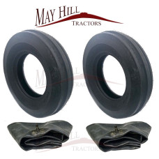 Pair of 6.00 x 16 BKT Front Tyre 3 Rib + Inner Tubes