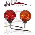 One PAIR of 12v Lollipop Type Light Red/Orange Lens Plastic 106mm OD