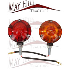 One PAIR of 12v Lollipop Type Light Red/Orange Lens Plastic 106mm OD