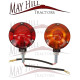 One PAIR of 12v Lollipop Type Light Red/Orange Lens Plastic 106mm OD One PAIR of 12v Lollipop Type Light Red/Orange Lens Plastic 106mm OD